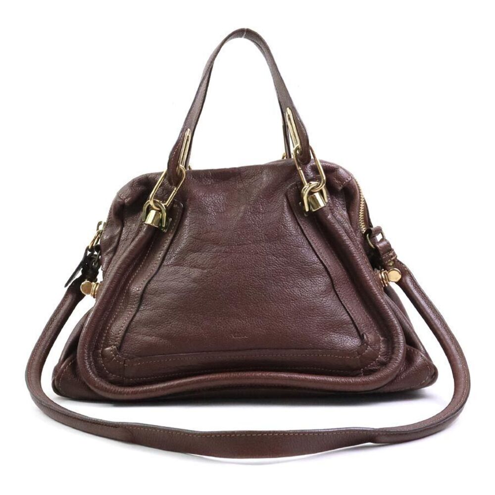 Chloe Paraty handbag shoulder bag brown gold leather